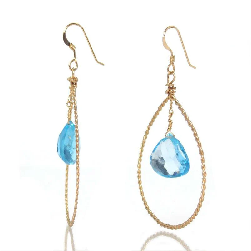 Blue Topaz Earrings with Gold Filled French Wires - Image 2