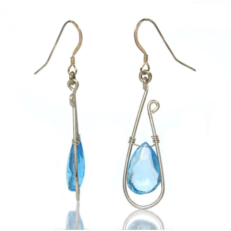 Blue Topaz Earrings with Sterling Silver French Ear Wires - Image 2