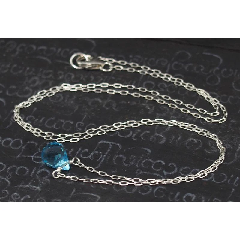 Blue Topaz Necklace On Sterling Silver Chain With Sterling Silver Trigger Clasp 3 - Image 2