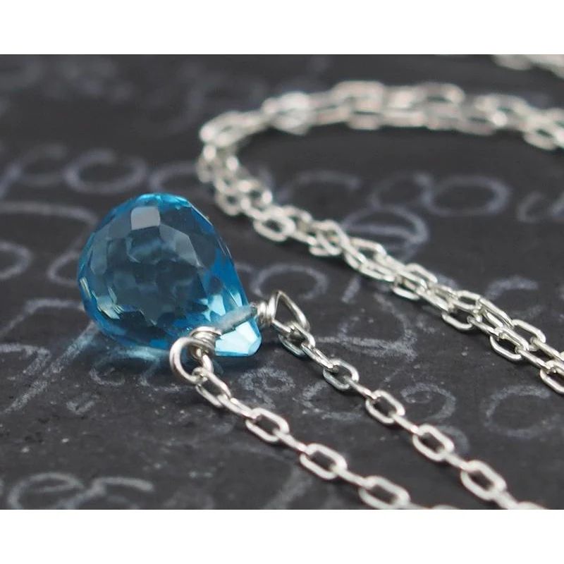 Blue Topaz Necklace On Sterling Silver Chain With Sterling Silver Trigger Clasp 3 - Image 3