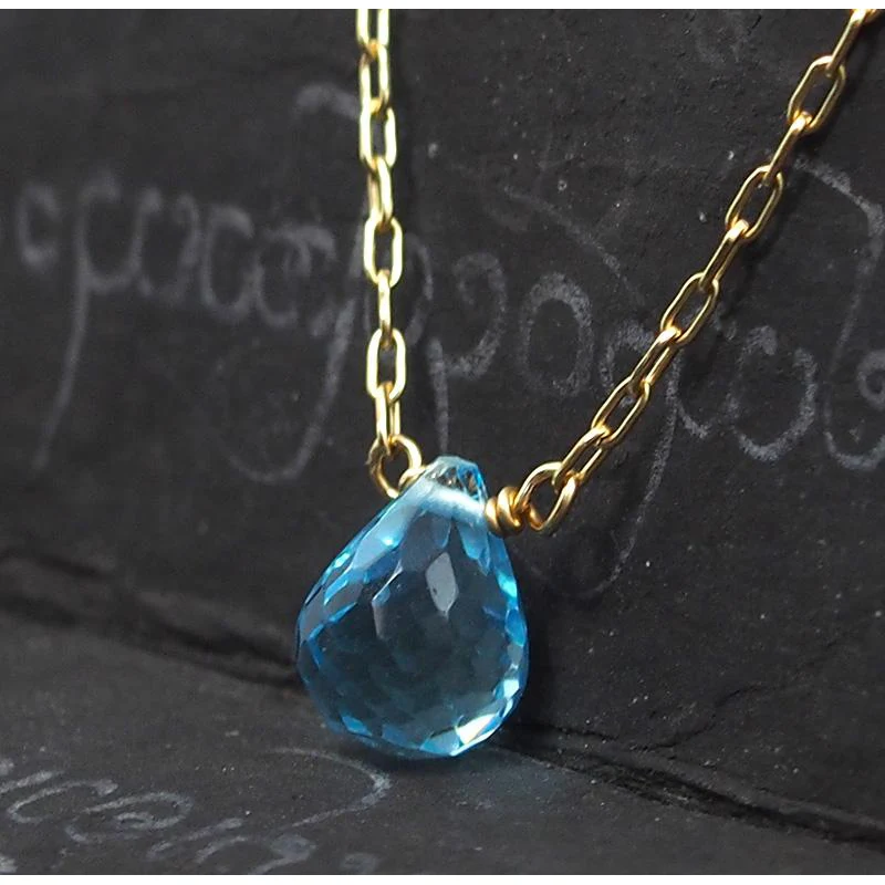 Blue Topaz Necklace On Gold Filled Chain With Gold Filled Trigger Clasp 3 - Image 2