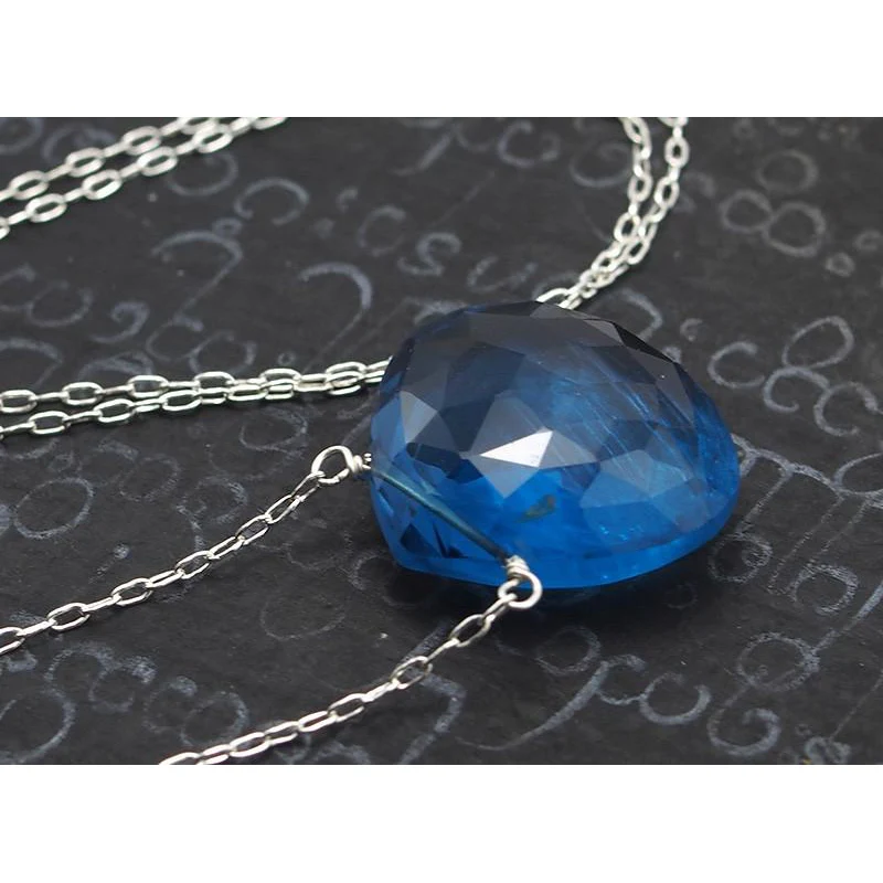 Blue Topaz Pendant Necklace On Sterling Silver Chain With Sterling Silver Trigger Clasp - Image 3