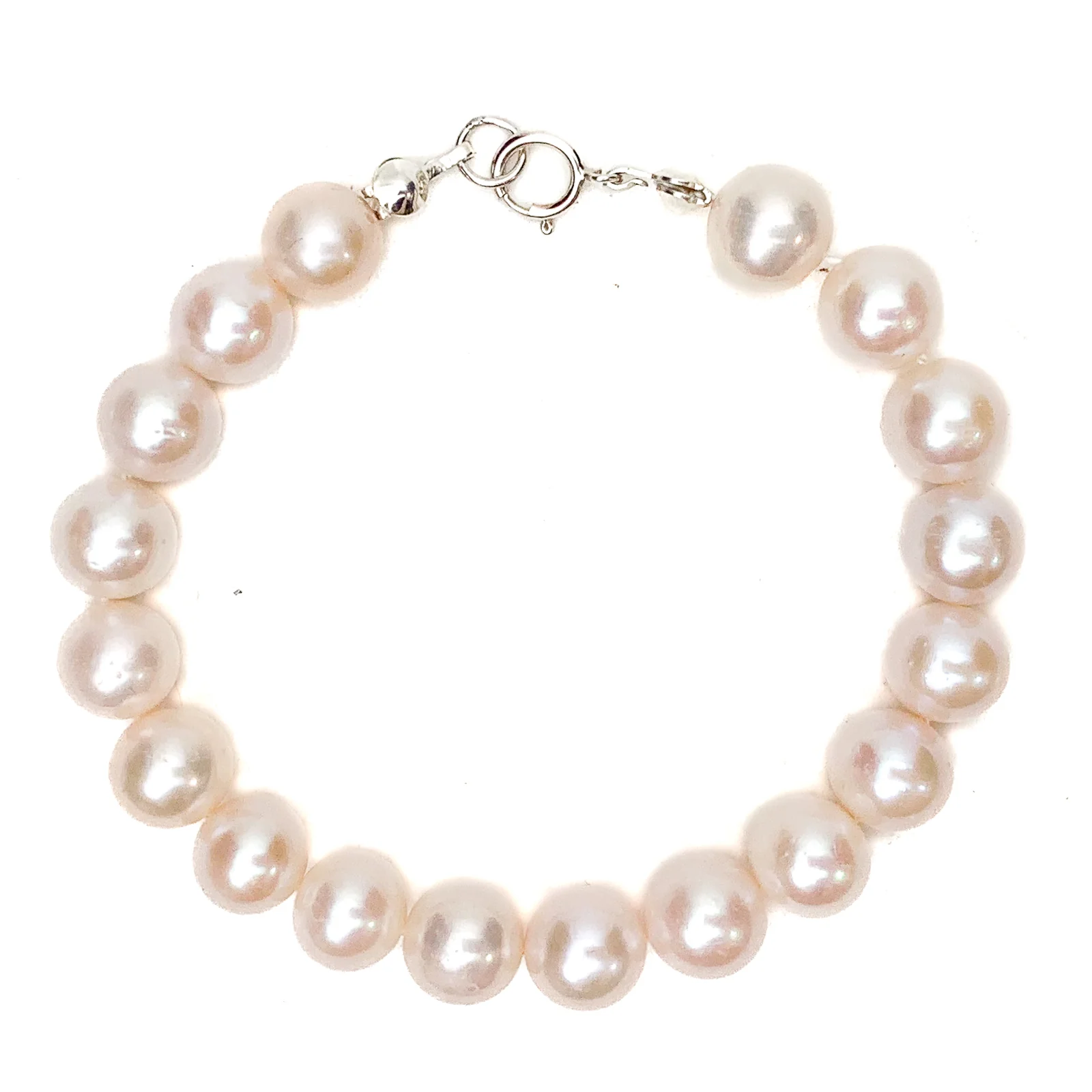Blush Fresh Water Pearl Bracelet with Sterling Silver Spring Clasp - Image 2