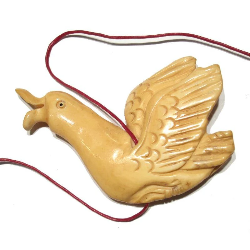 "Blissful" Goose Hand Carved Cow Bone Pendant - Image 3