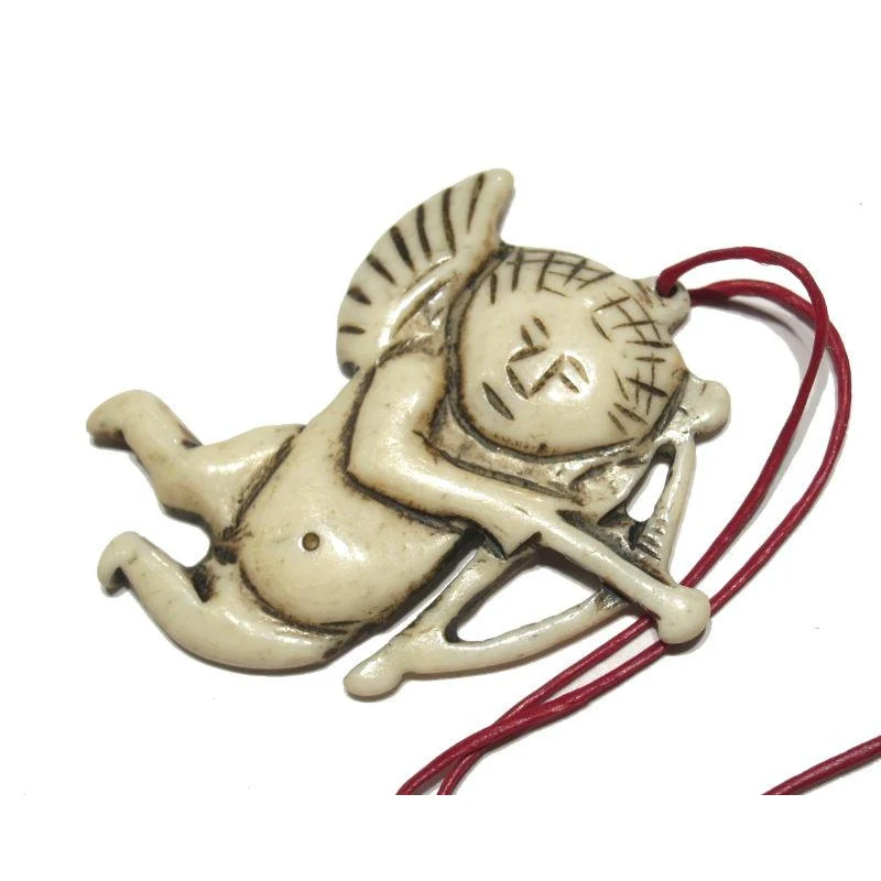 "Affectionate" Cupid Hand Carved Cow Bone Pendant - Image 3
