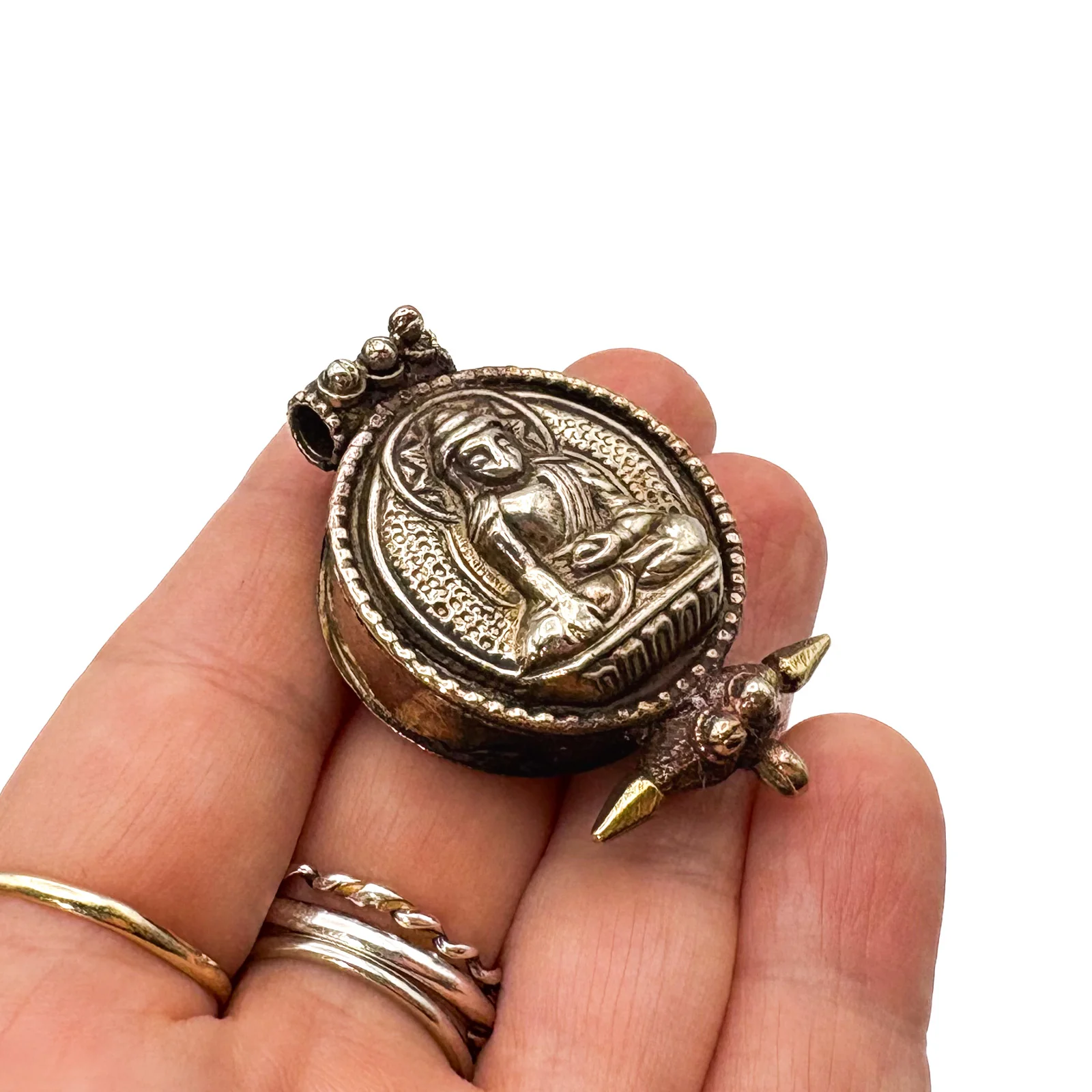 Brass Buddha Gau Locket Pendant Amulet - Image 2