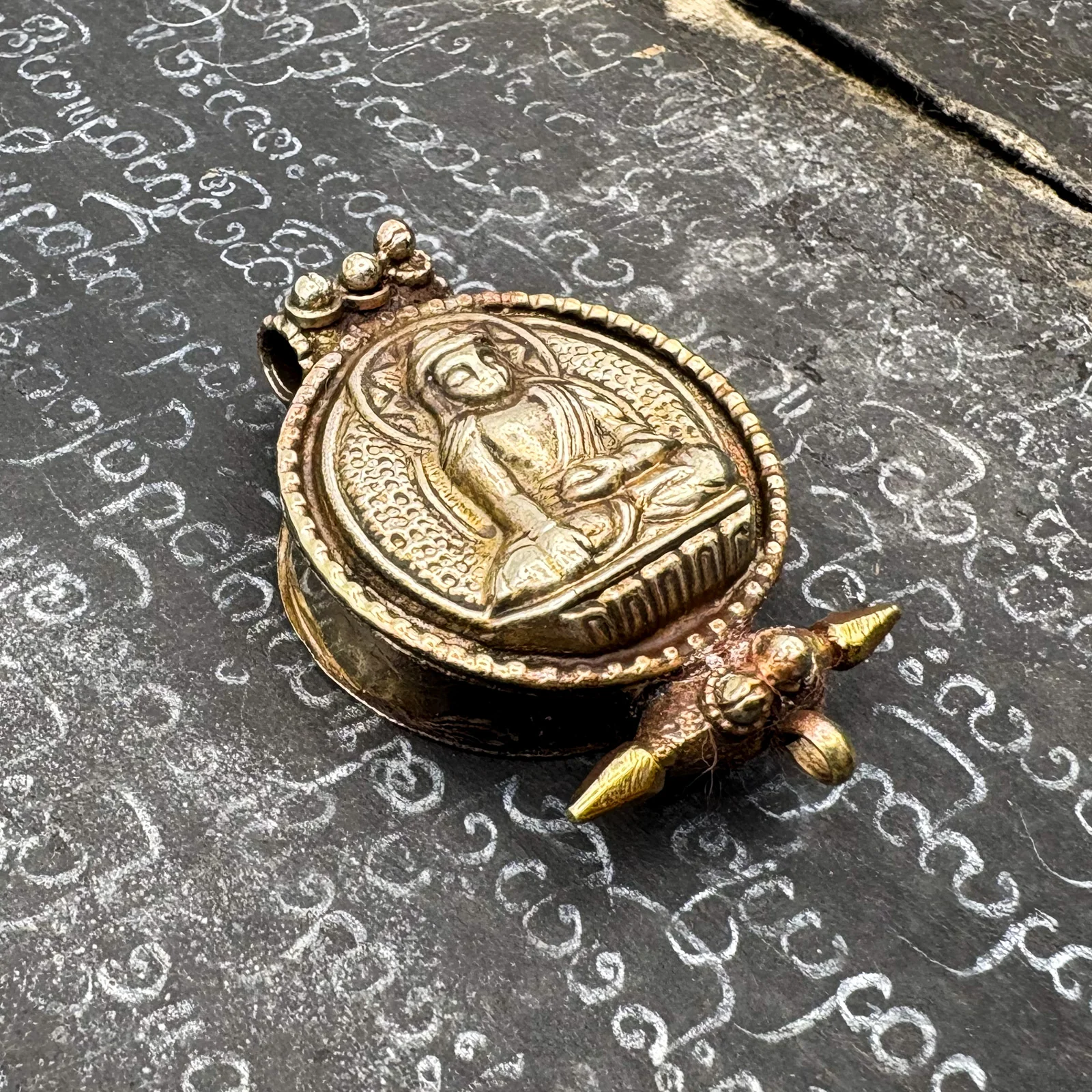 Brass Buddha Gau Locket Pendant Amulet - Image 7
