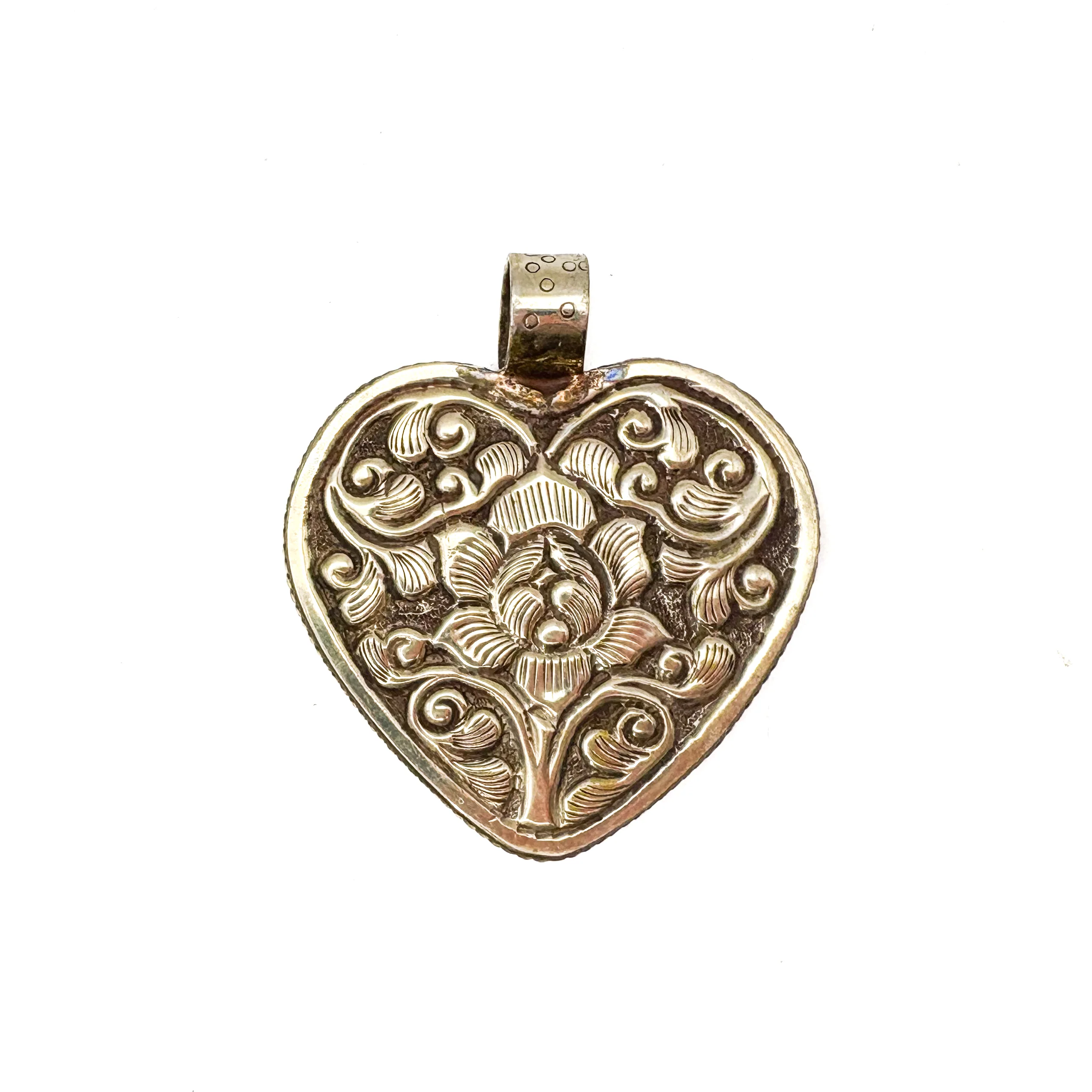 Brass & Chrysocolla Heart Pendant Amulet (B) - Image 5