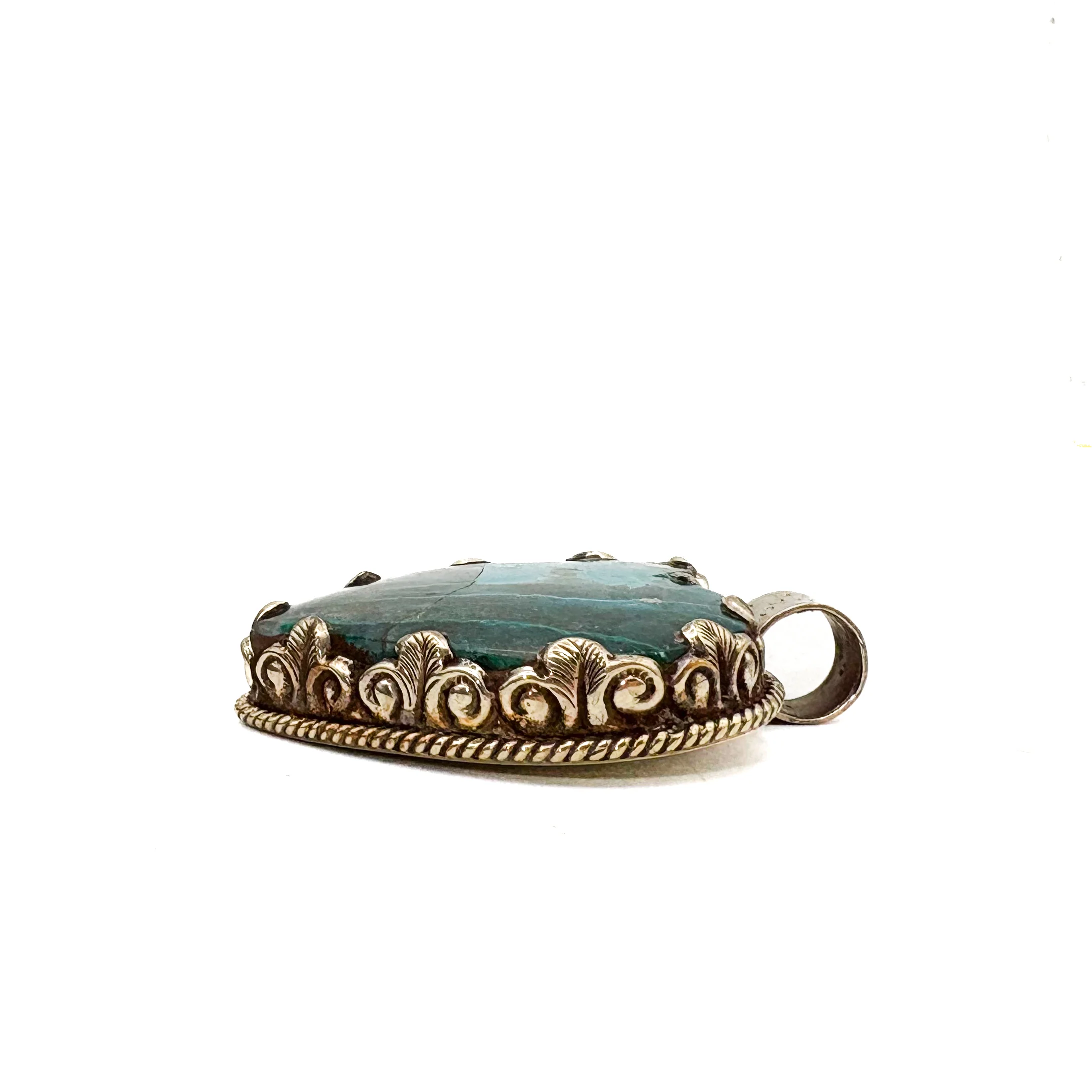 Brass & Chrysocolla Heart Pendant Amulet (B) - Image 8