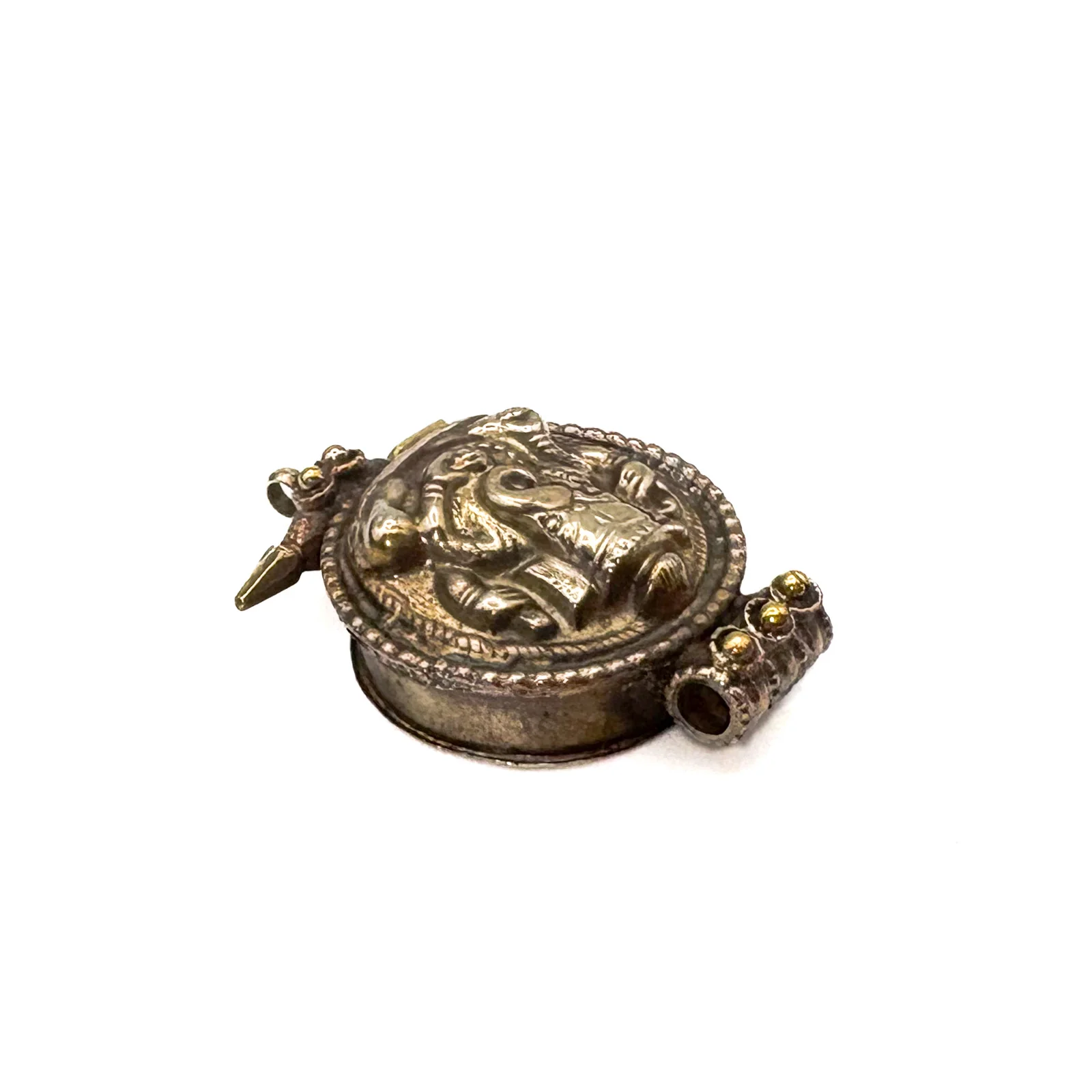 Brass Ganesha Gau Locket Pendant Amulet - Image 10