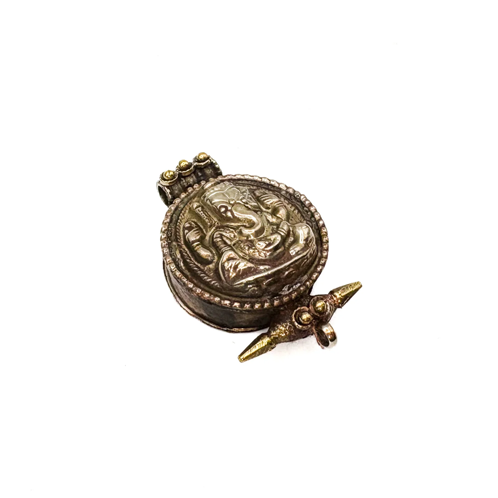 Brass Ganesha Gau Locket Pendant Amulet - Image 12