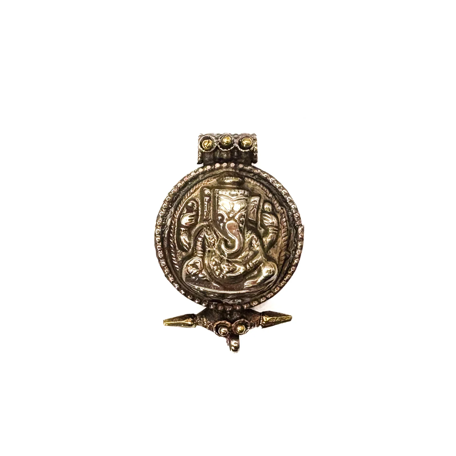 Brass Ganesha Gau Locket Pendant Amulet - Image 8