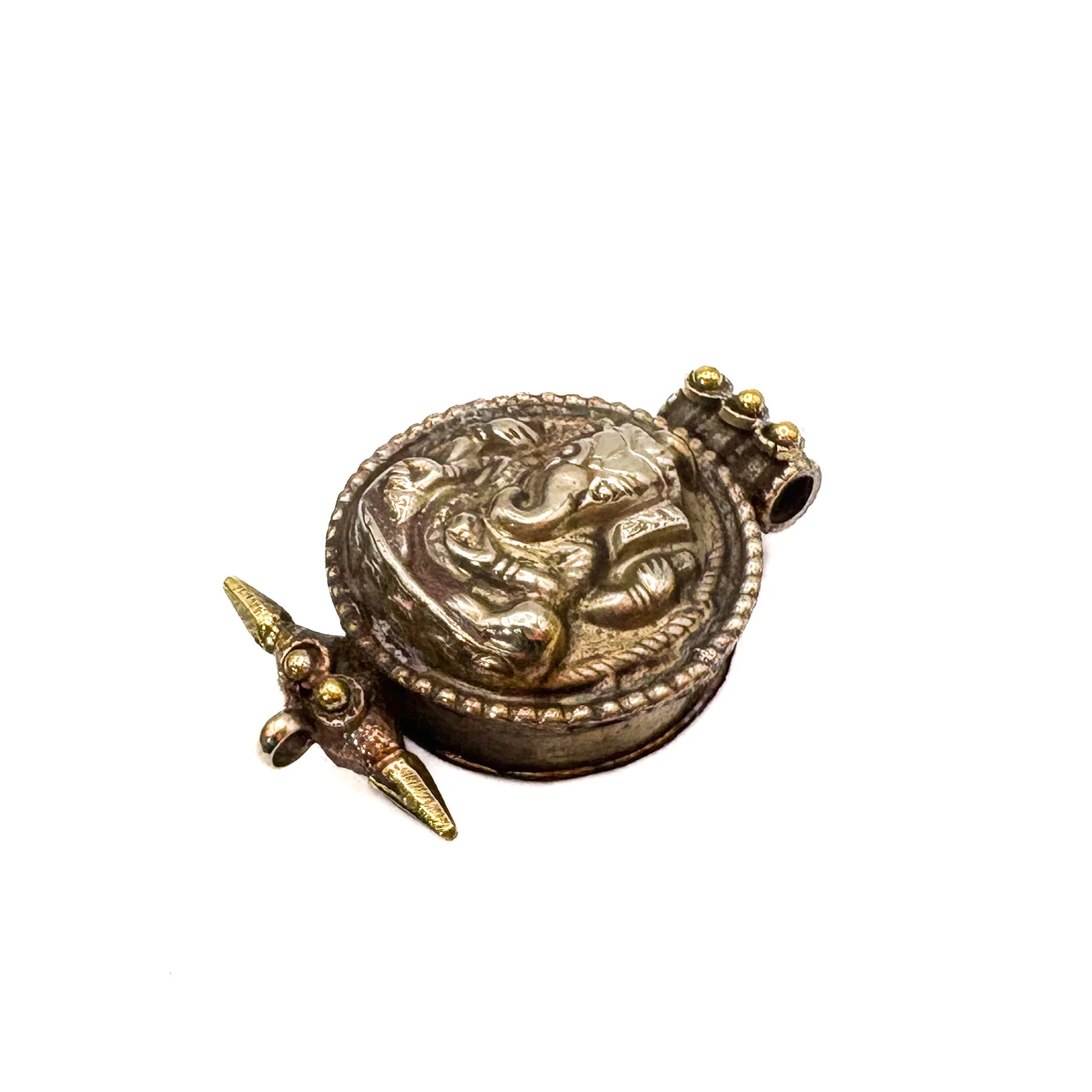 Brass Ganesha Gau Locket Pendant Amulet - Image 9
