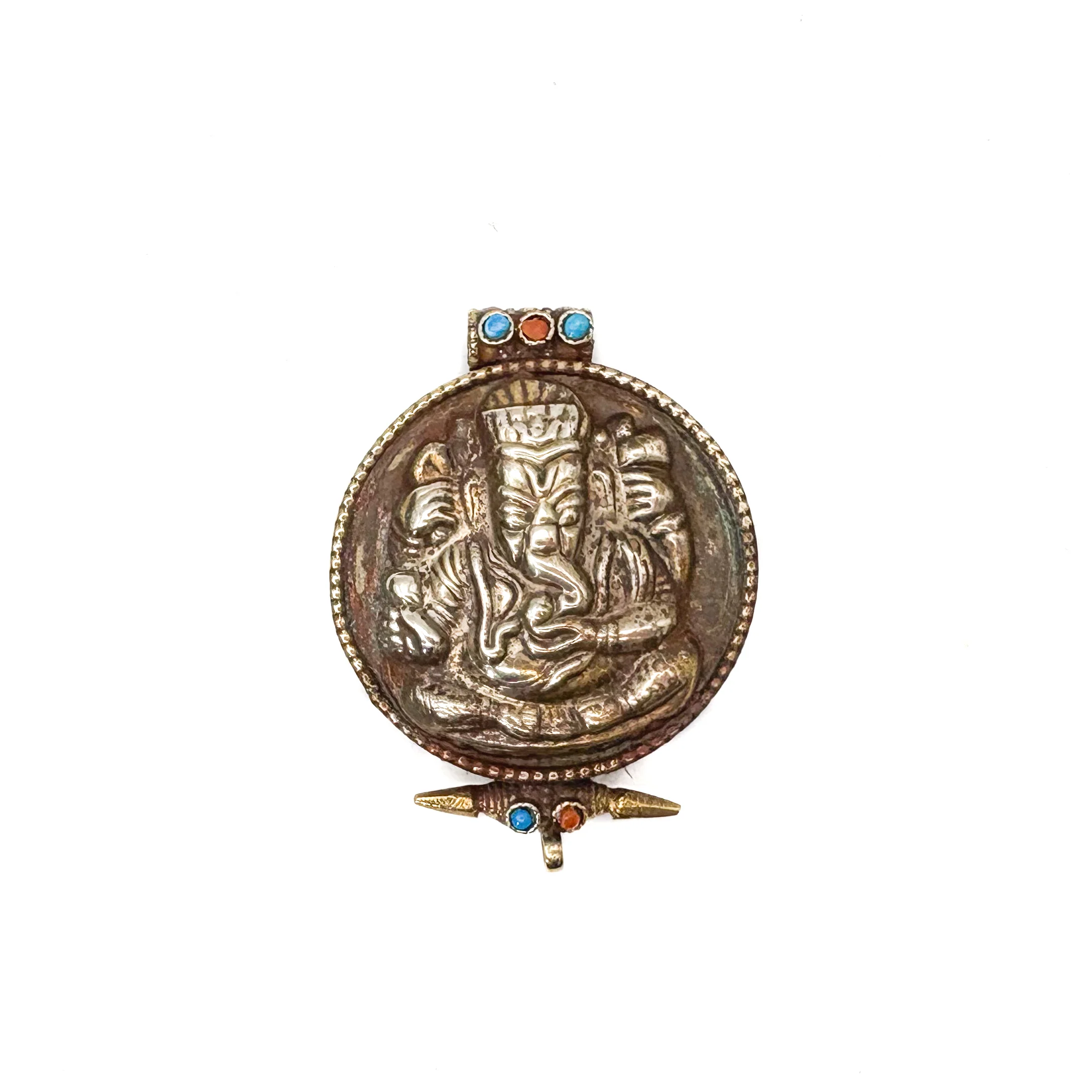Brass Ganesha Gau with Inlay Locket Pendant Amulet - Image 14