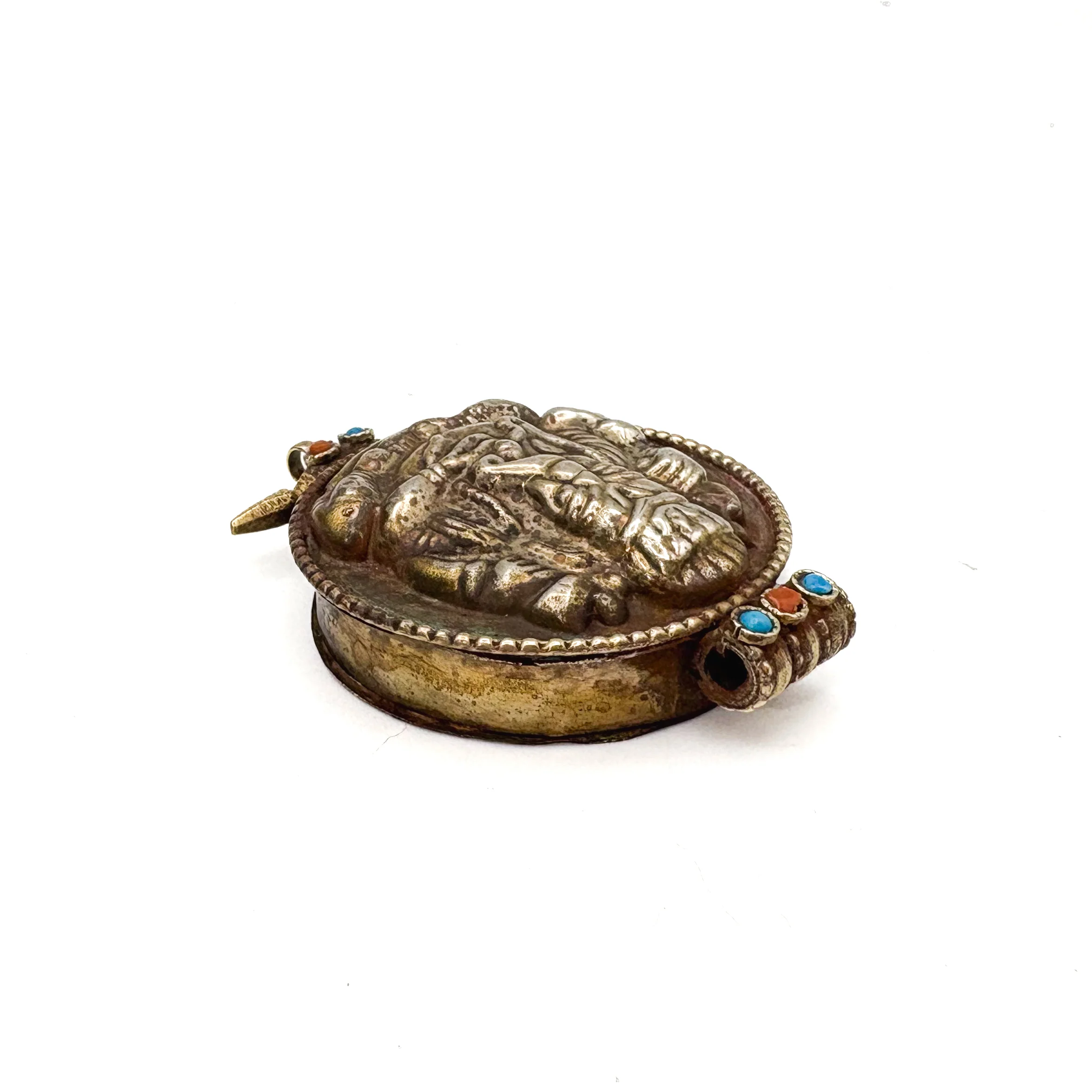 Brass Ganesha Gau with Inlay Locket Pendant Amulet - Image 4