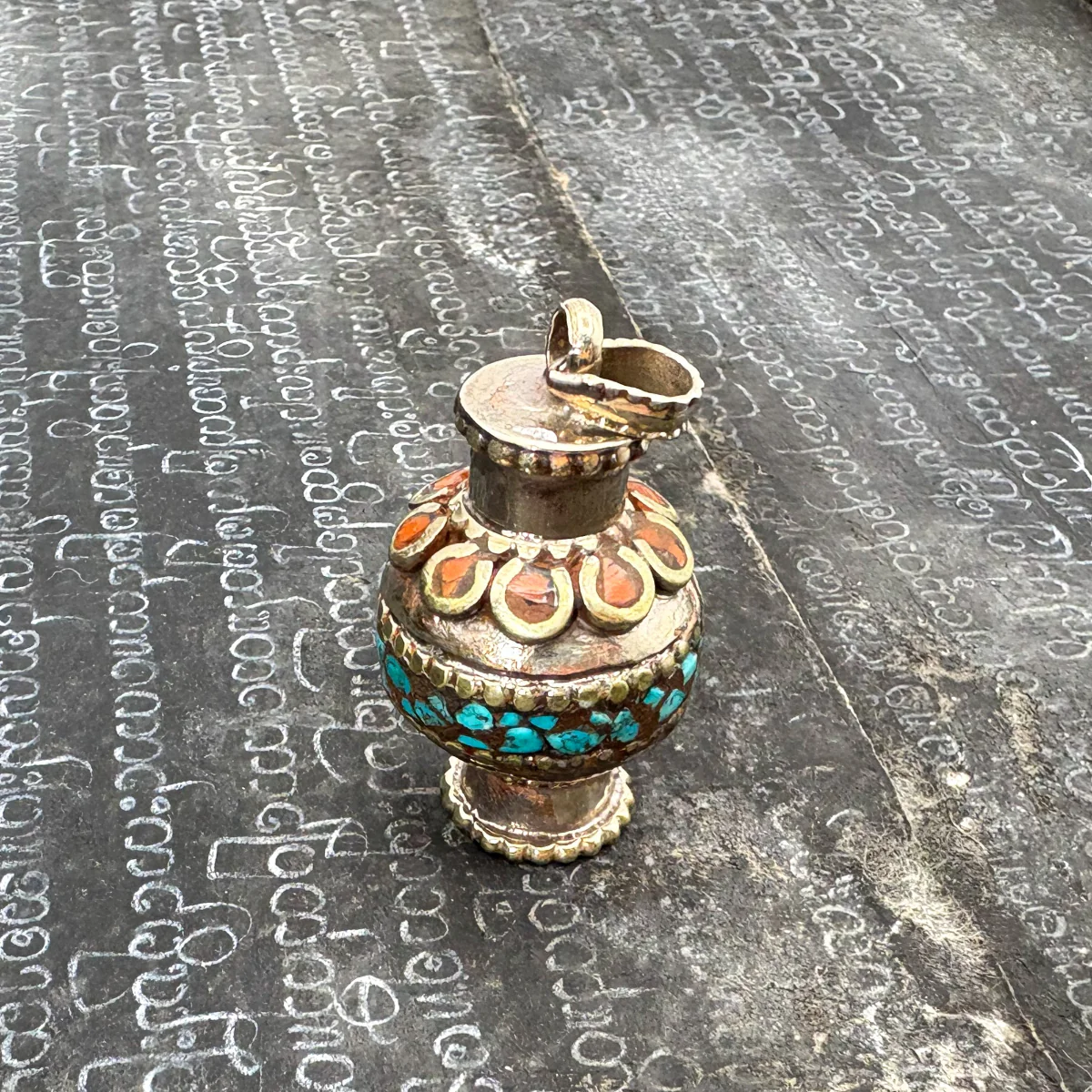 Brass Inlaid Chalice Locket Pendant Amulet - Image 4