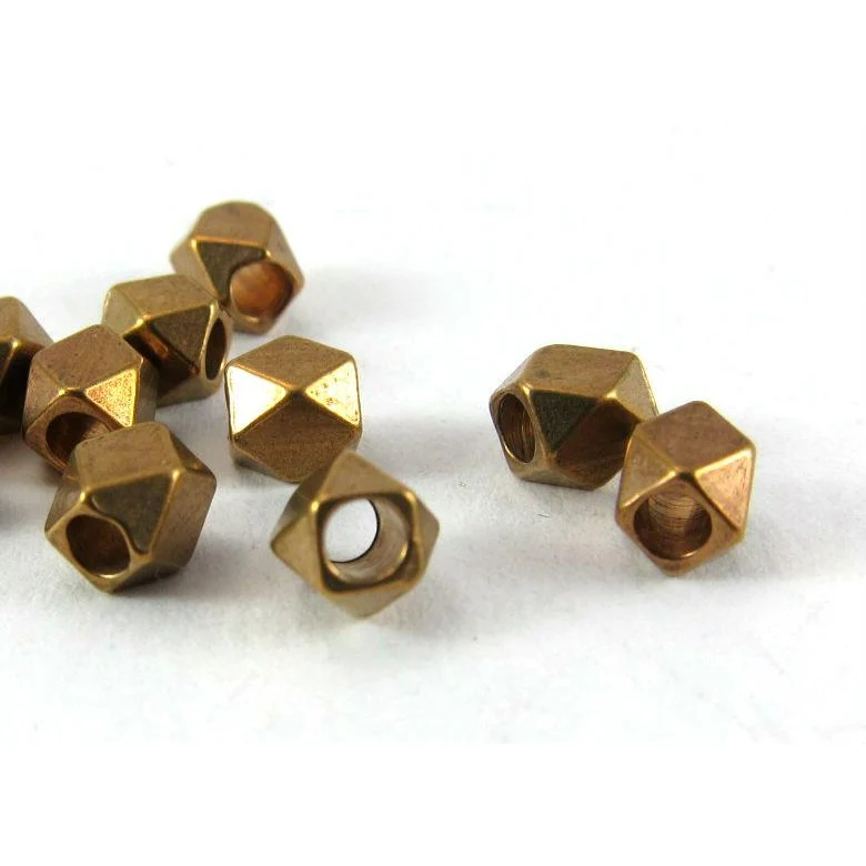 Brass Over Copper Faceted Bead Strand - Image 2