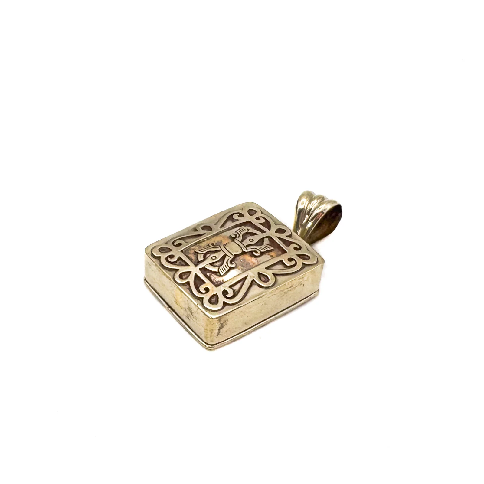 Brass Square Dorje Gau Locket Pendant Amulet - Image 2