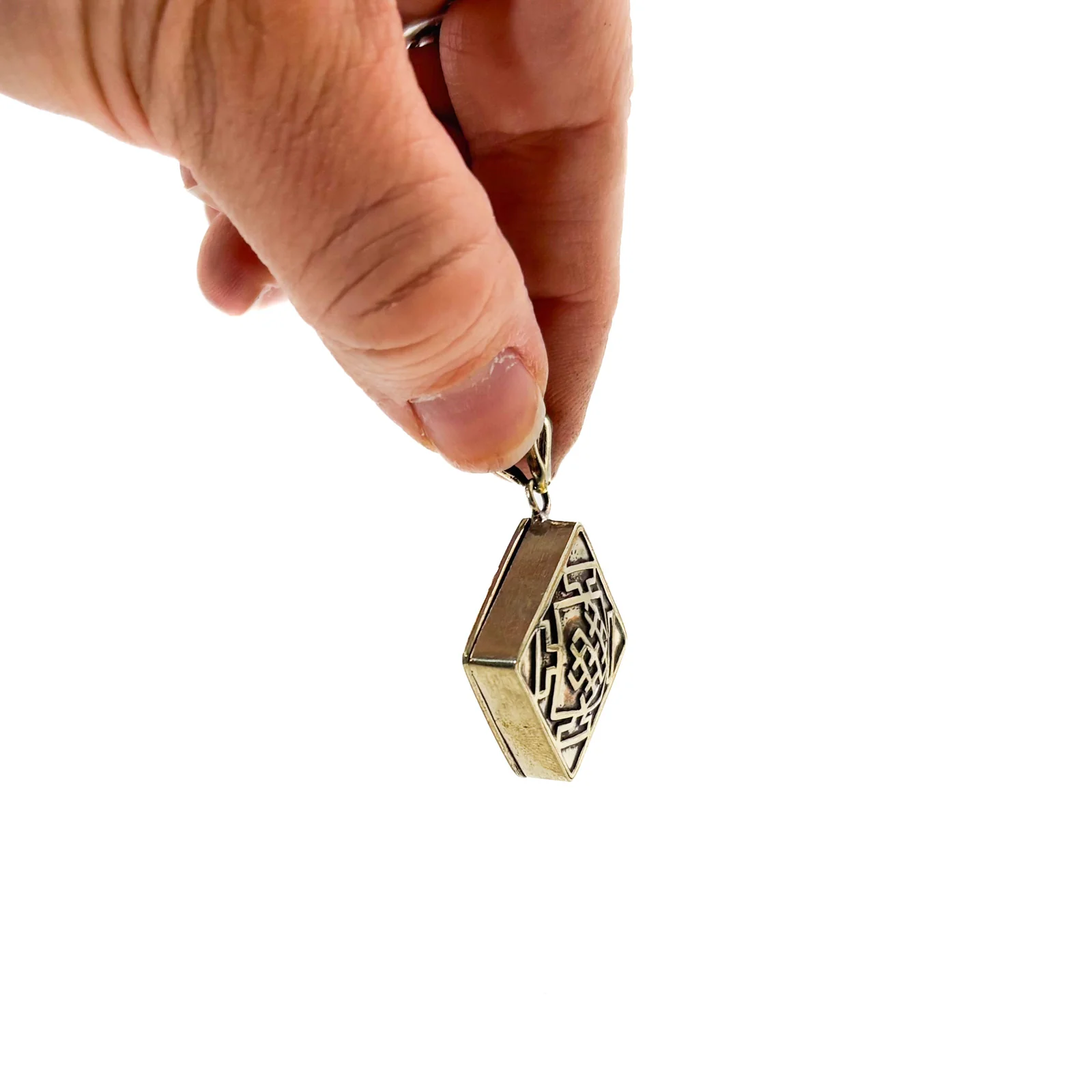 Brass Square Gau Locket Pendant Amulet - Image 2