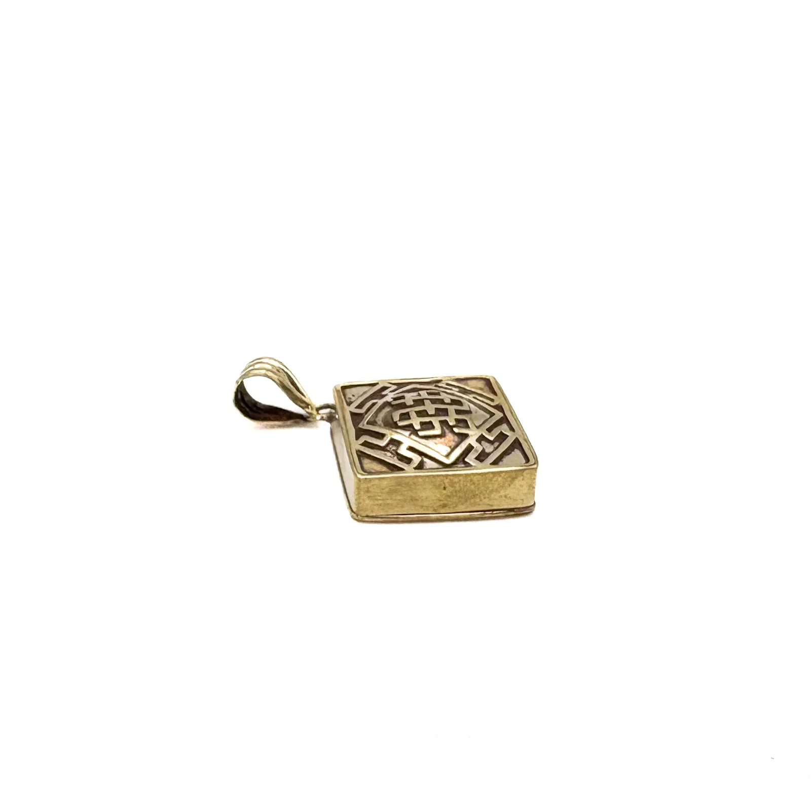 Brass Square Gau Locket Pendant Amulet - Image 7