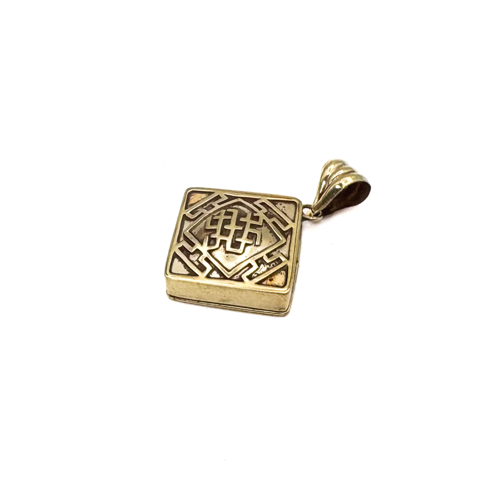 Brass Square Gau Locket Pendant Amulet - Image 8