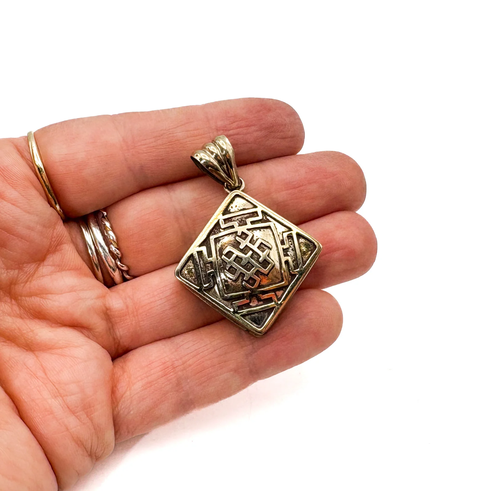 Brass Square Gau Locket Pendant Amulet - Image 9