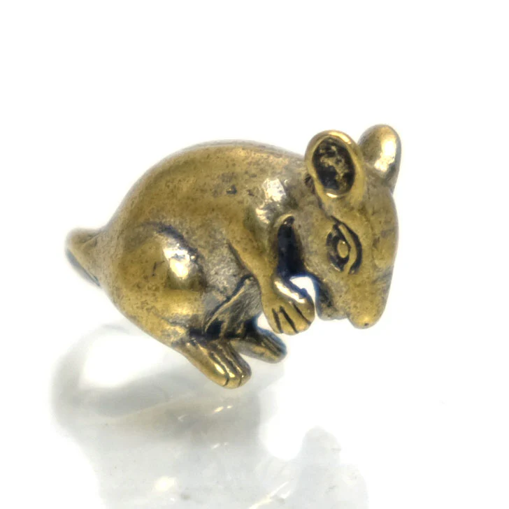 Brass statue, Rat - Image 2