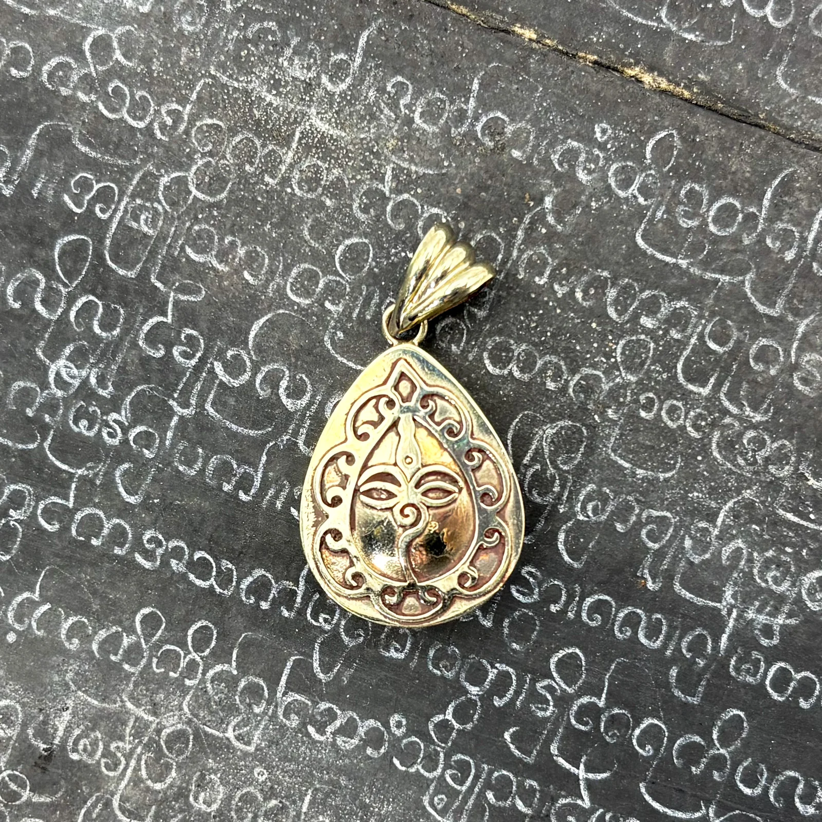 Brass Teardrop Gau Locket Pendant Amulet - Image 6