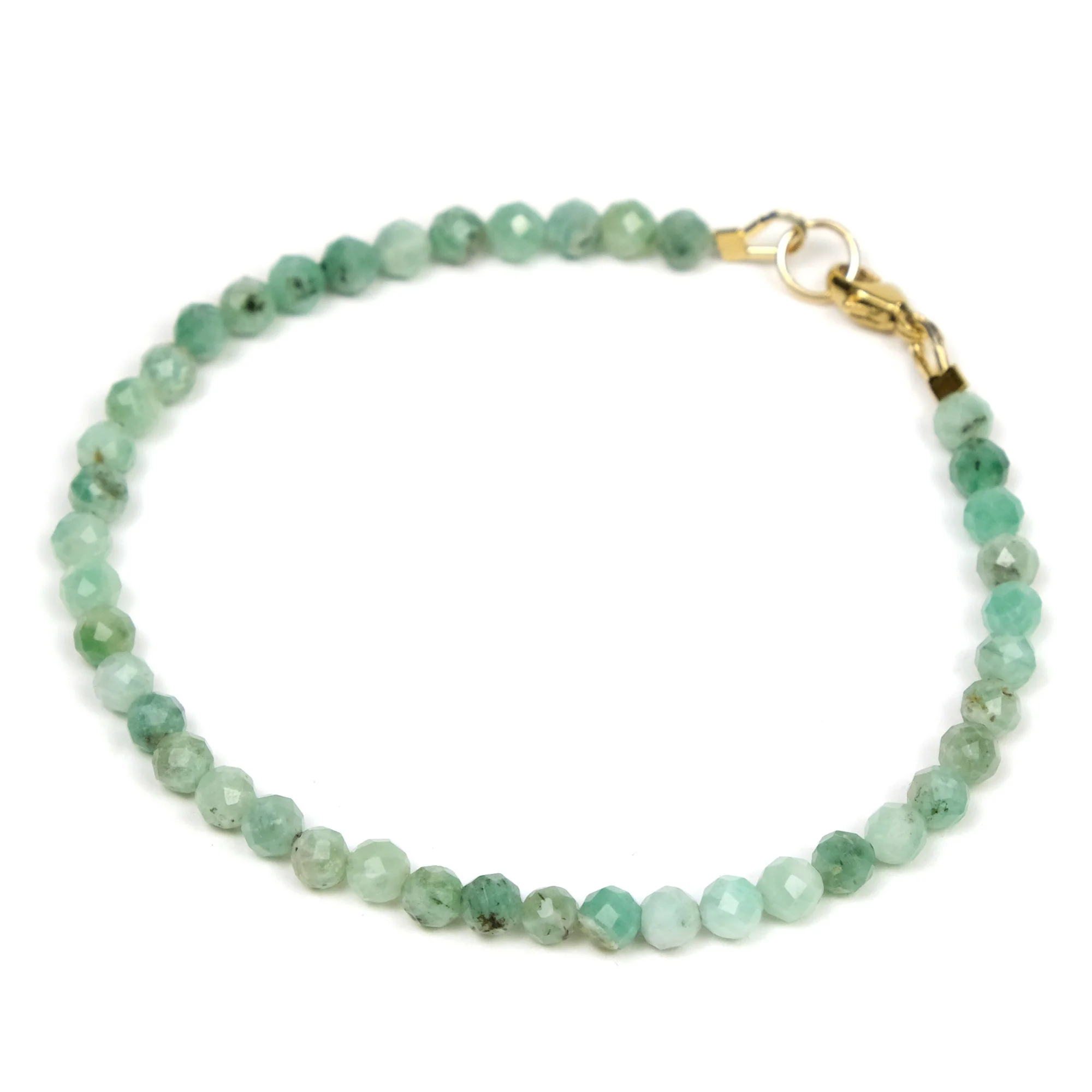 4mm Brazilian Emerald Faceted Bracelet with Gold Filled Trigger Clasp - Image 2