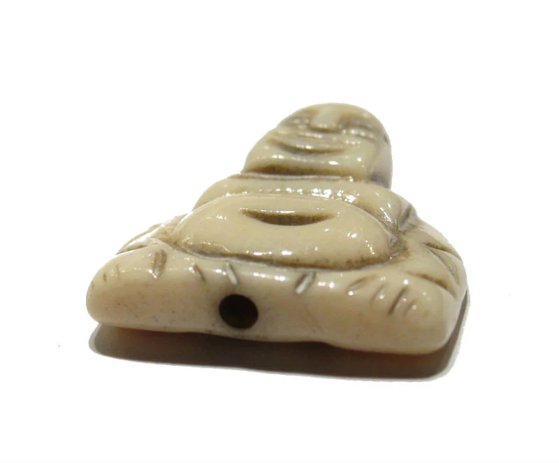 Budai "Laughing Buddha" Hand Carved Cow Bone Pendant Bead 2 - Image 4