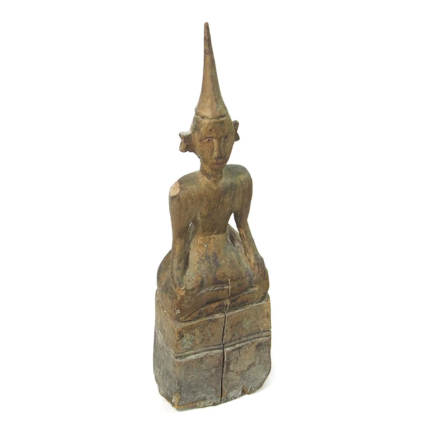 Buddha "Calling Earth to Witness the Defeat of Evil" Laos Style Antique Statue  4 - Image 2
