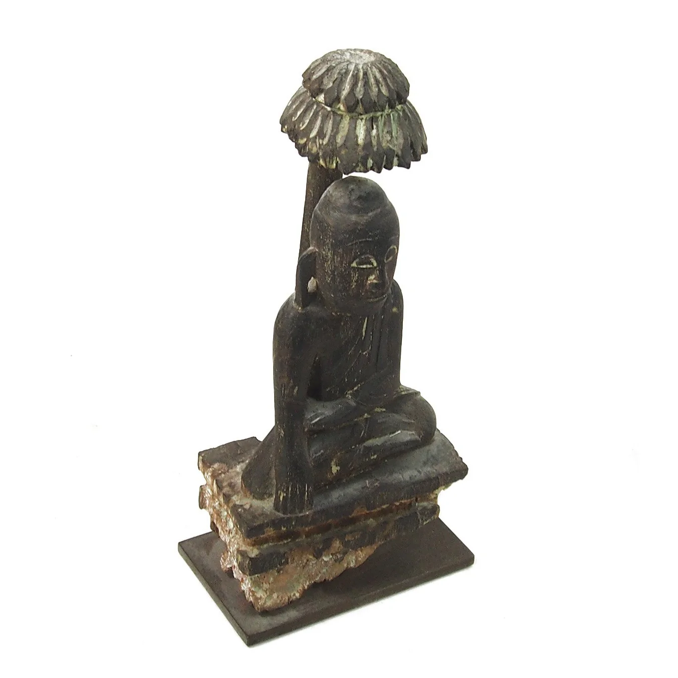 Buddha "Calling Earth to Witness the Defeat of Evil" Laos Style Antique Statue 6 - Image 2