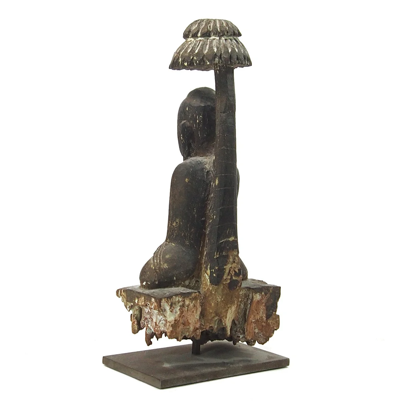 Buddha "Calling Earth to Witness the Defeat of Evil" Laos Style Antique Statue 6 - Image 3