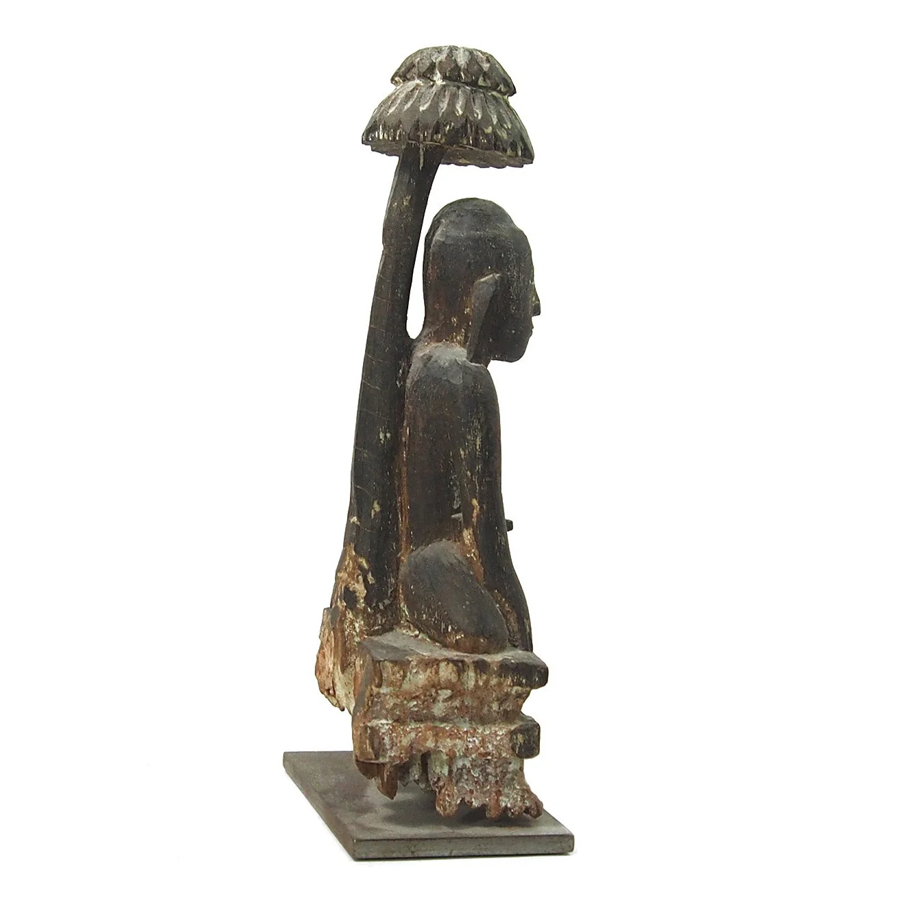 Buddha "Calling Earth to Witness the Defeat of Evil" Laos Style Antique Statue 6 - Image 4