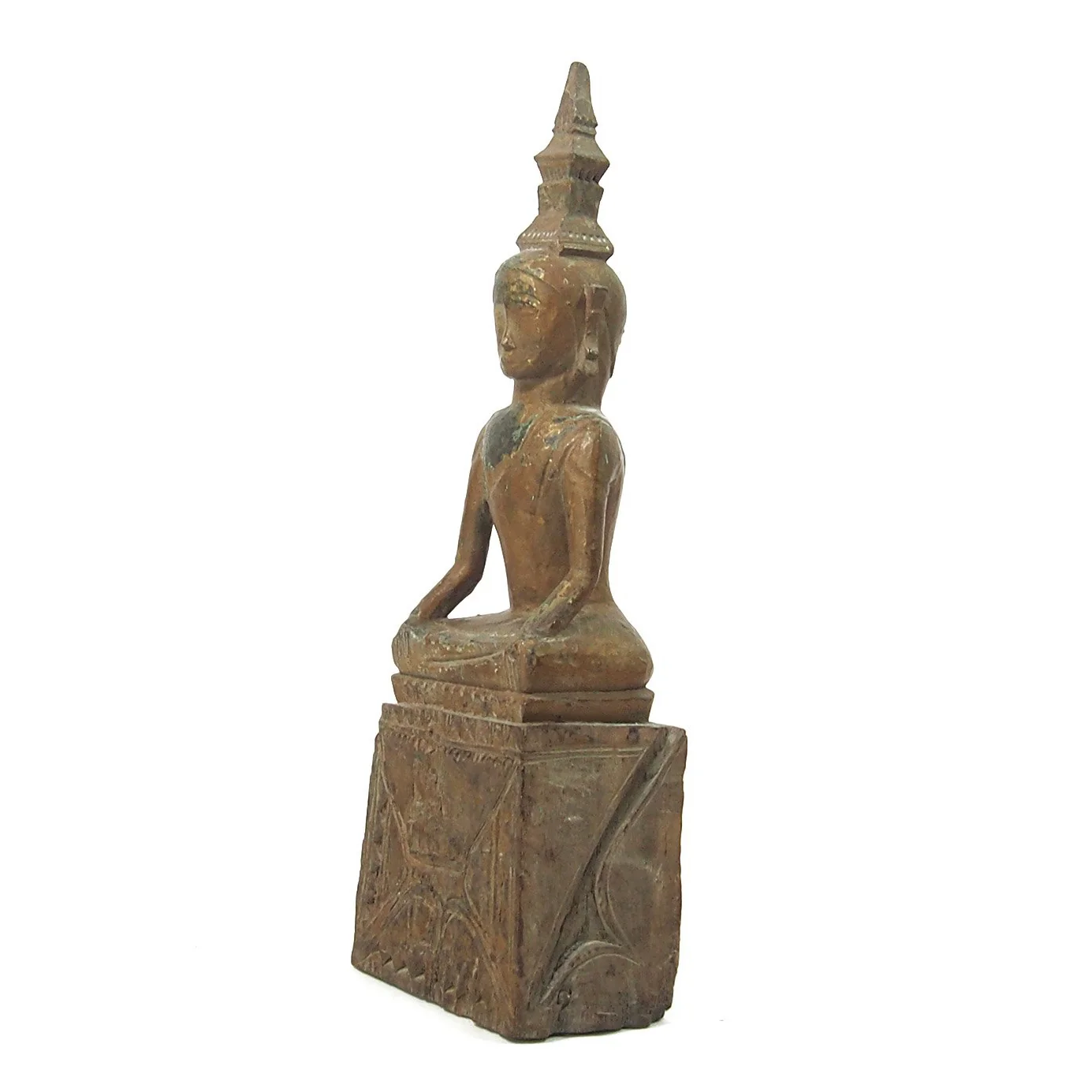 Buddha "Calling Earth to Witness the Defeat of Evil" Laos Style Antique Statue 7 - Image 2