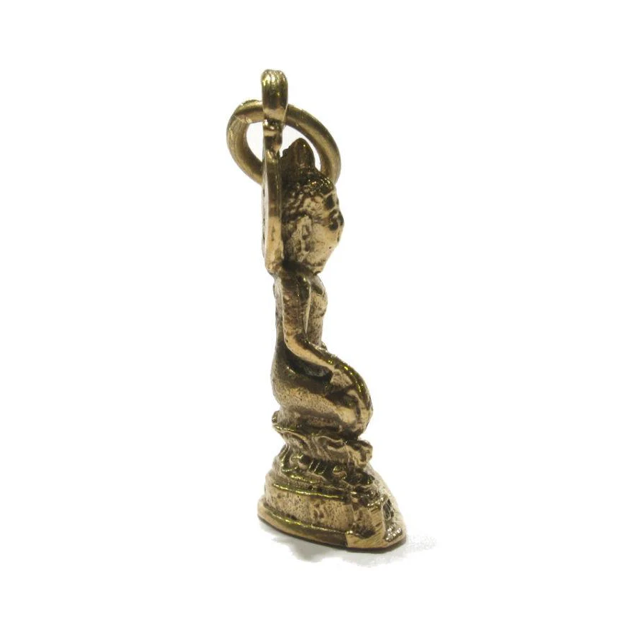 Buddha Defeating Evil Small Brass Statue/Pendant - Image 2