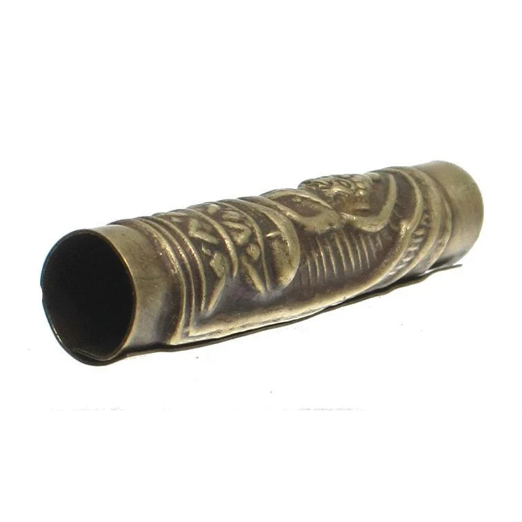 Buddha Stamped Brass "Takrut" Tube Bead - Image 2