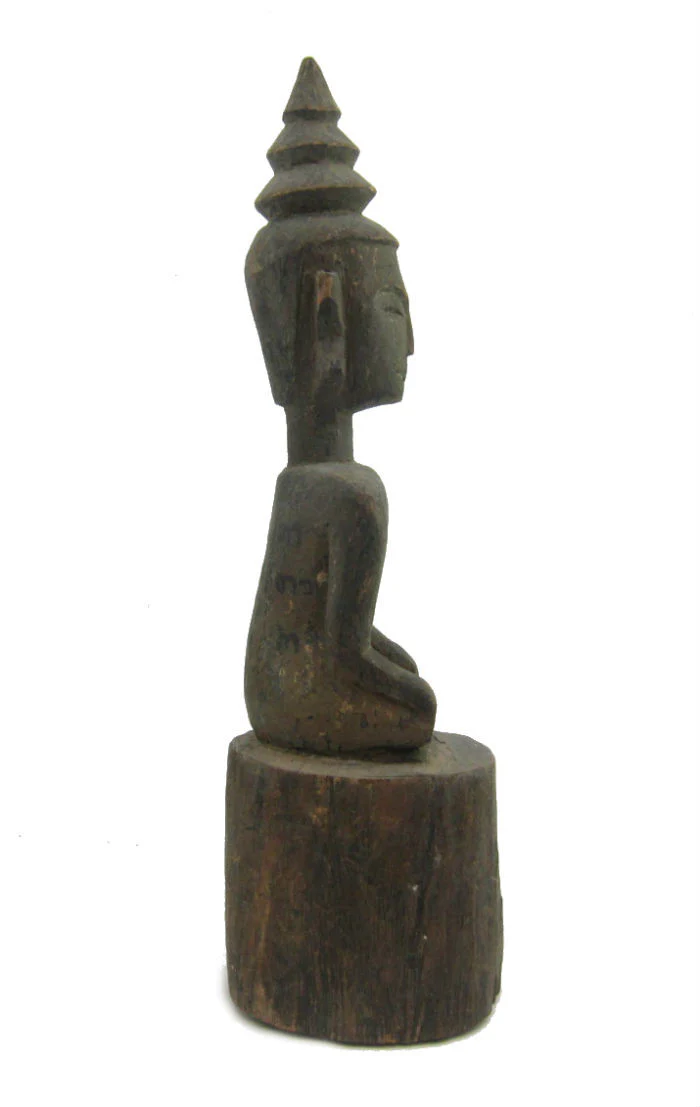 Buddha Statue Antique Laos ca.1920-40 With Runes - Image 2