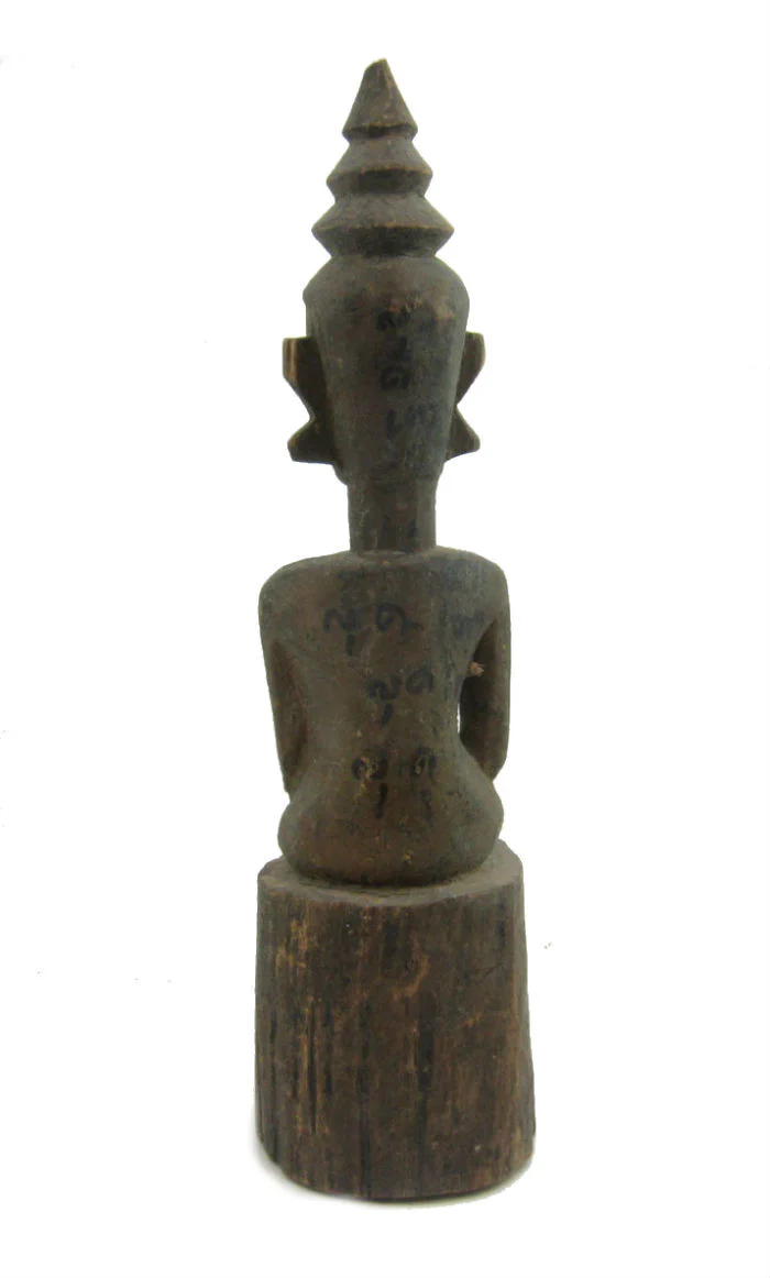 Buddha Statue Antique Laos ca.1920-40 With Runes - Image 3