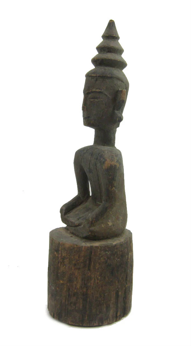 Buddha Statue Antique Laos ca.1920-40 With Runes - Image 4