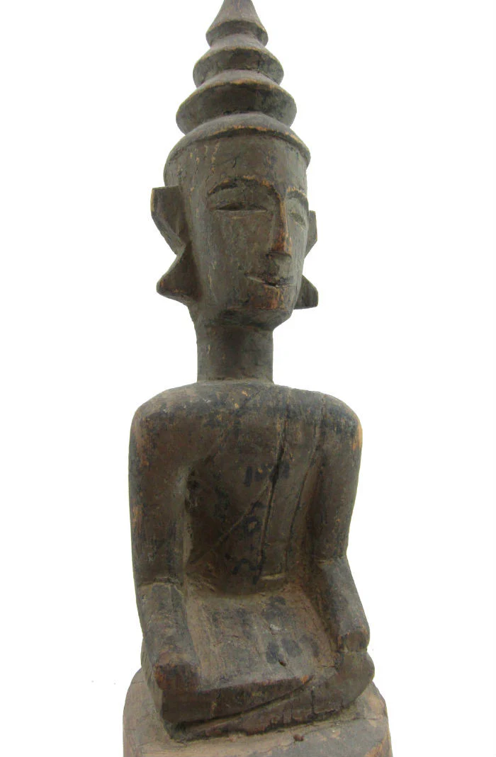 Buddha Statue Antique Laos ca.1920-40 With Runes - Image 6