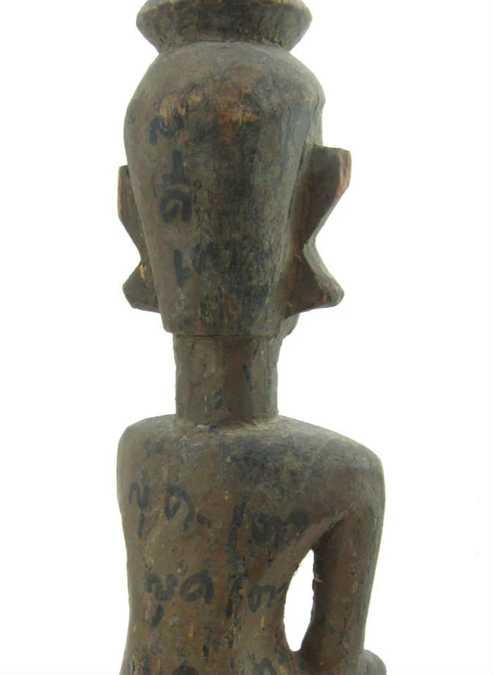 Buddha Statue Antique Laos ca.1920-40 With Runes - Image 7