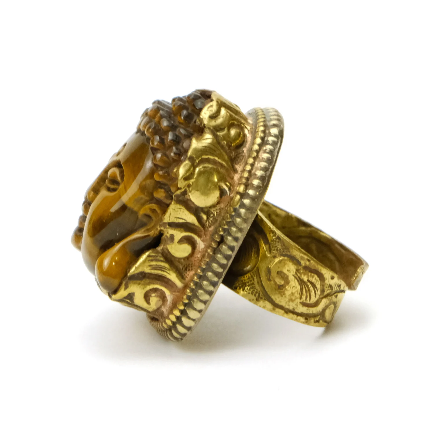 Buddha Tigers Eye Ring Adjustable - Image 2