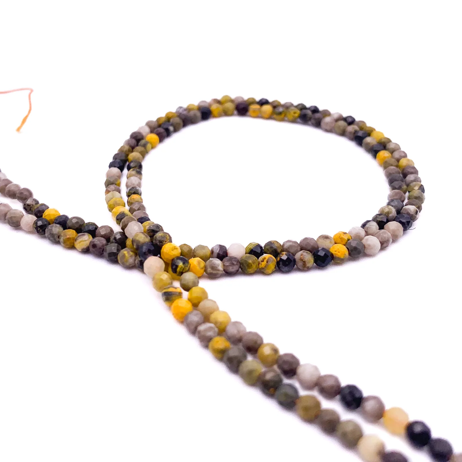 Bumblebee Jasper 3mm Faceted Round Bead Strand - Image 4