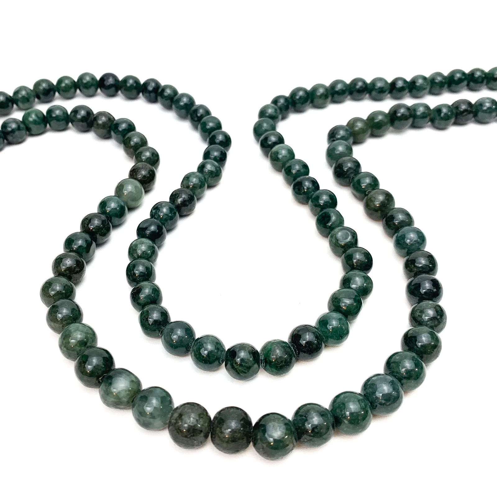 Canadian Jade 10mm Smooth Rounds Bead Strand / Necklace - Image 3