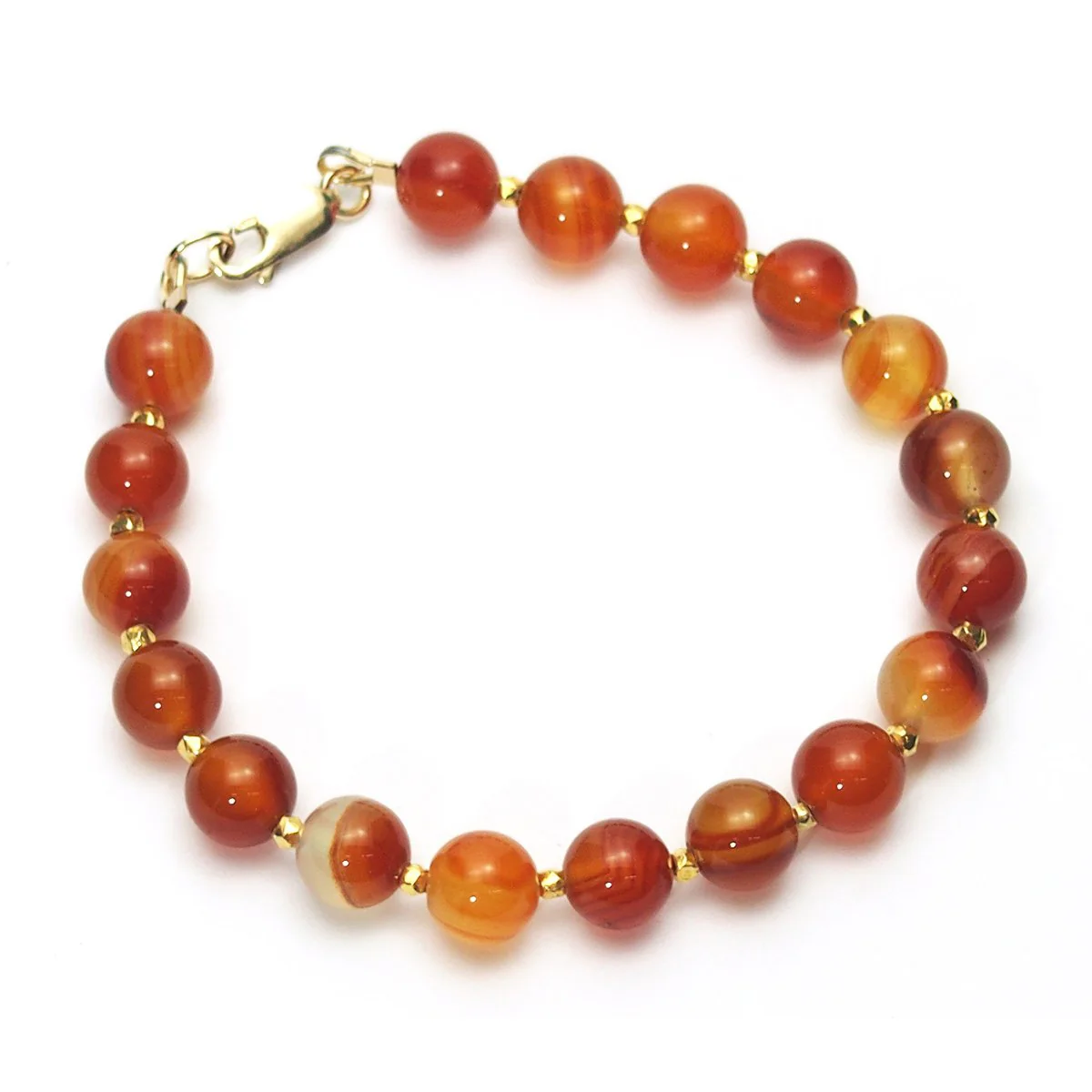 Carnelian Bracelet with Gold Vermeil Accent Beads and Gold Filled Lobster Claw Clasp - Image 2