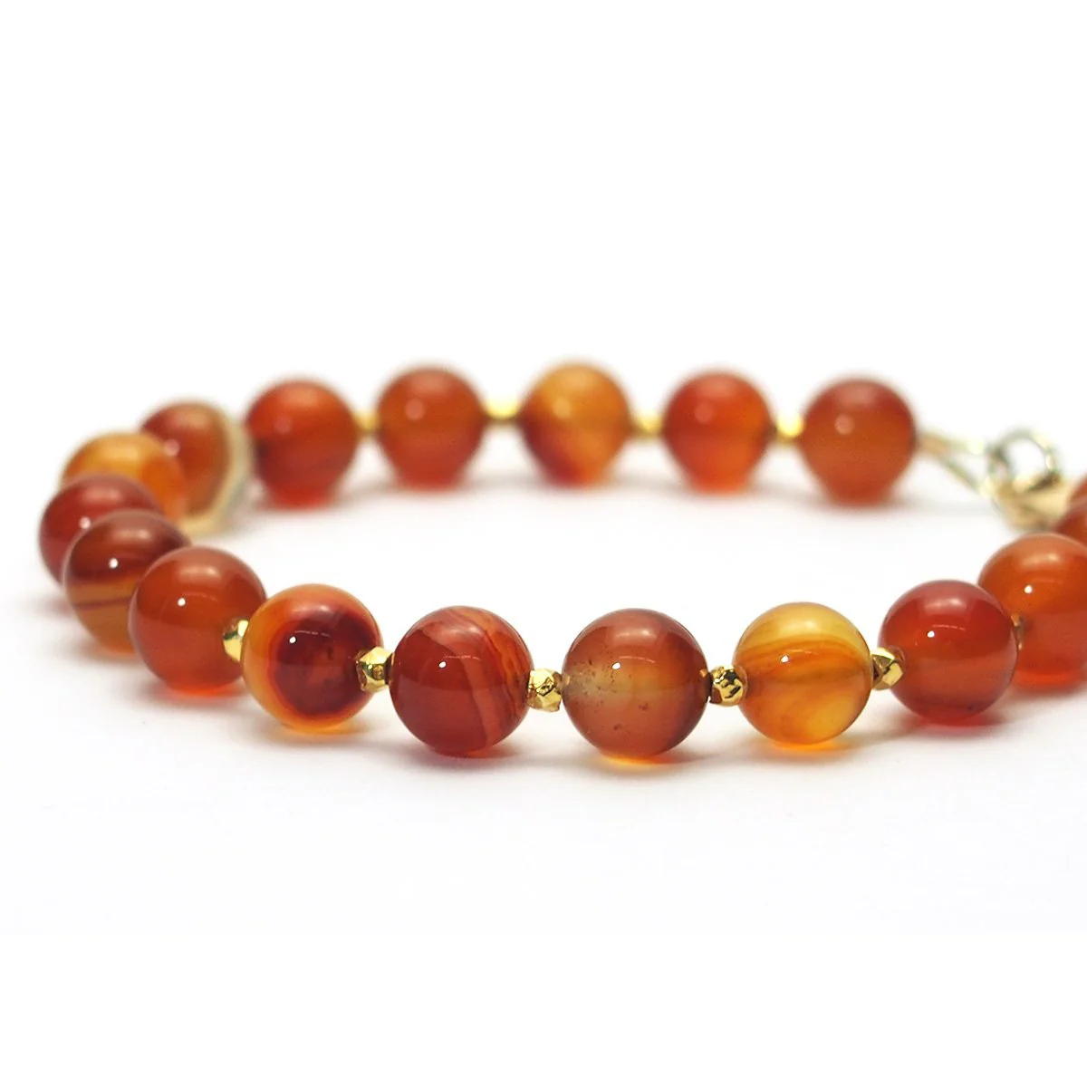 Carnelian Bracelet with Gold Vermeil Accent Beads and Gold Filled Lobster Claw Clasp - Image 3