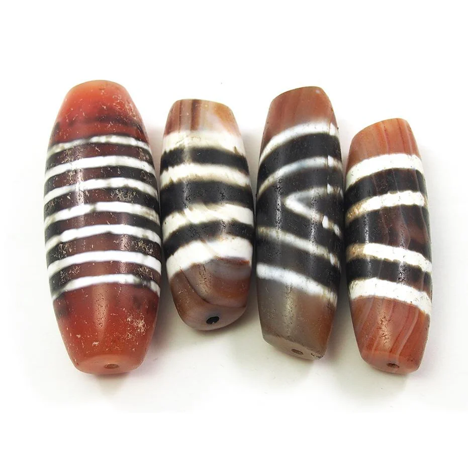 Carnelian Dzi Barrel Beads - Image 2