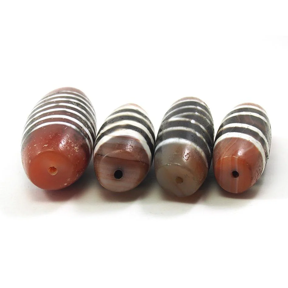 Carnelian Dzi Barrel Beads - Image 3
