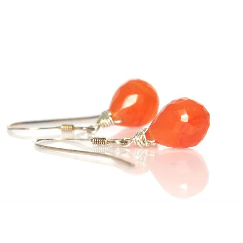 Carnelian Earrings with Sterling Silver French Ear Wires - Image 2